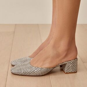 Reformation Marina Block Heel Mule | Snake Print | 9